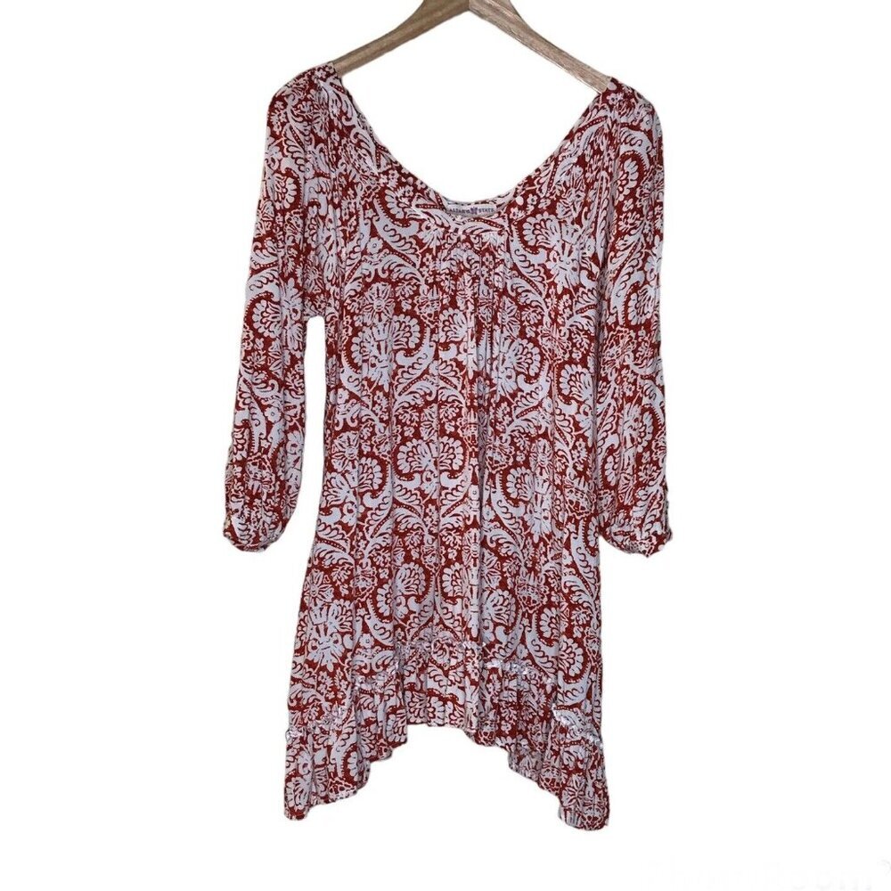 Altar'd State Womens Tunic Top Size S ?‎ Pullover Boho Ruffle Hem Relaxed Fit
